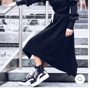 LOUVER PLATFORM SHOES Women's Size 11 Black Faux Leather